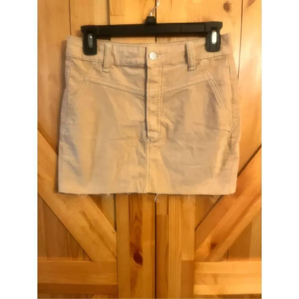 We The Free Free People corduroy miniskirt in natural 26 button fly raw hem (365